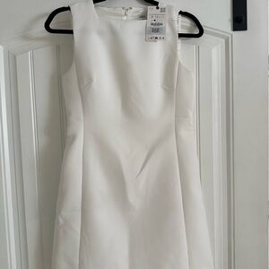 Zara White Sheath Mini Dress Square Neck Sleeveless
